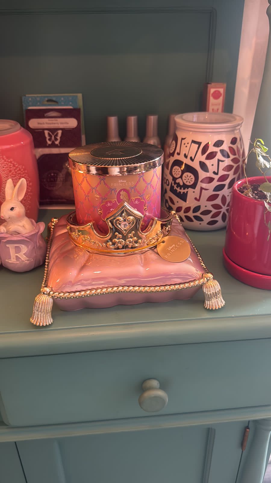 Porta velas Aurora y Porta gel Rapunzel