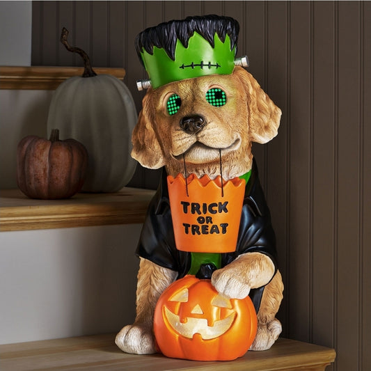 Halloween decor perro Frankenstein