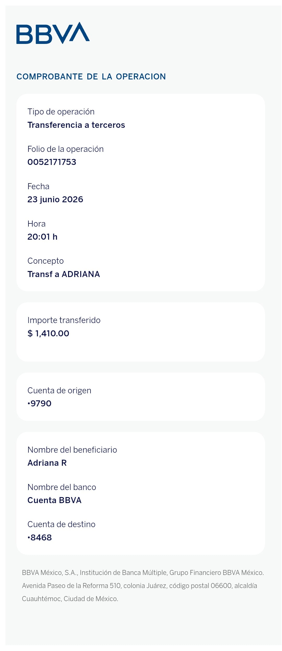 Transerencias varios
